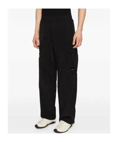 C.p. Company C.p.company Total Eclipse Blue Cotton Cargo Pants In Black