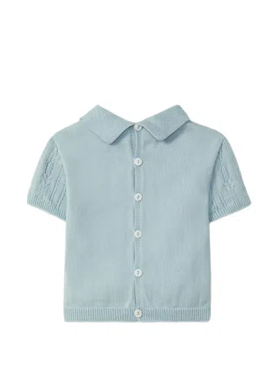 Wedoble Cable-knit Collared T-shirt In Blue