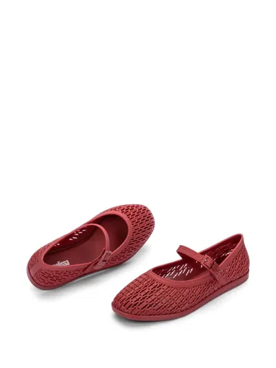 Melissa Harper Perforated-design Ballet Flats In Red