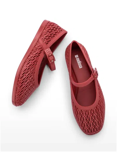 Melissa Harper Perforated-design Ballet Flats In Red