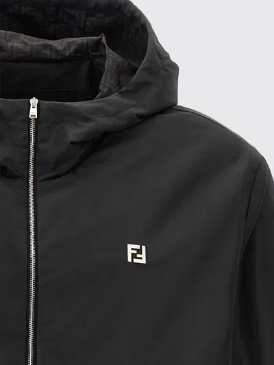Fendi Ff Polyester Hooded Jacket In Black