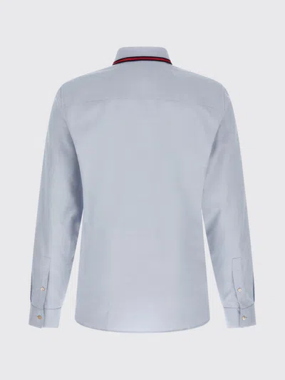 Gucci Oxford Shirt Web Collar Long Sleeves In Blue