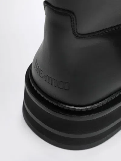 Attico 'passeggiata' Black Boots With Heel-tab And Rubber Sole In Leather Woman