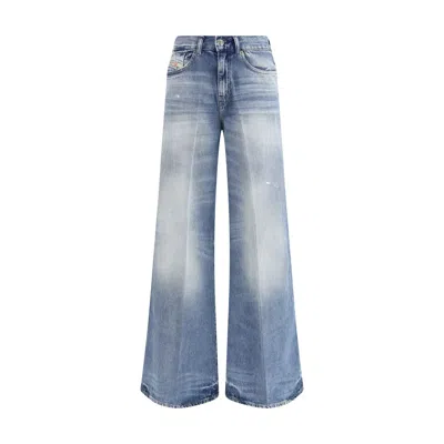 Diesel Blue Cotton Bootcut Jeans In Blue