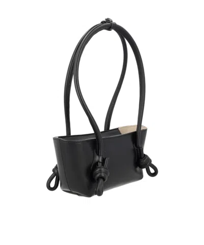 Hereu Mini Fleca Rectangular Shoulder Bag Knotted Handles In Black