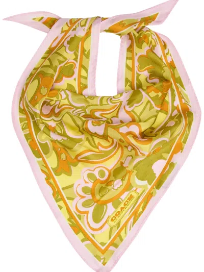 Coach Andrea Patterned Silk Triangle Scarf In Multi