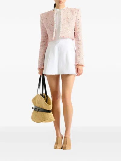 Balmain Tweed Blazer In Nylon-cotton Blend With Cupro Lining In Pink
