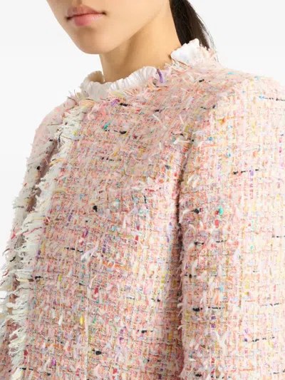 Balmain Tweed Blazer In Nylon-cotton Blend With Cupro Lining In Pink
