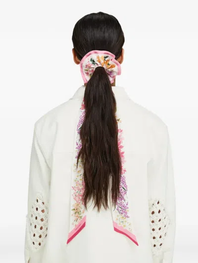 Ferragamo Spring Print Silk Scrunchie With Mini Bandeau In Multi