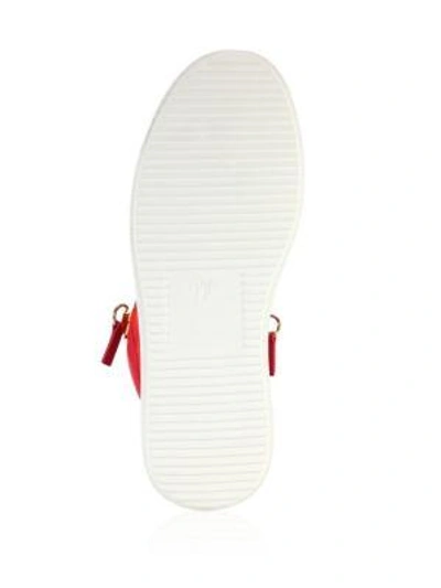 Shop Giuseppe Zanotti Leather & Suede Side-zip Trainers In Red