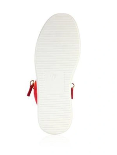 Shop Giuseppe Zanotti Leather & Suede Side-zip Sneakers In Red