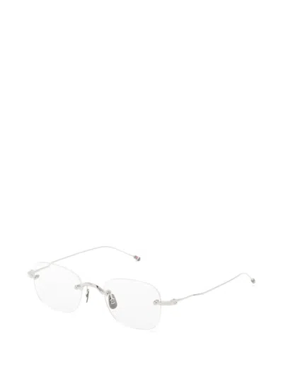Thom Browne Rimless Square-frame Glasses In Silver