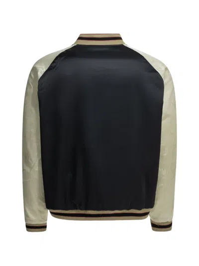 Beams Patterned-jacquard Reversible Bomber Jacket In White