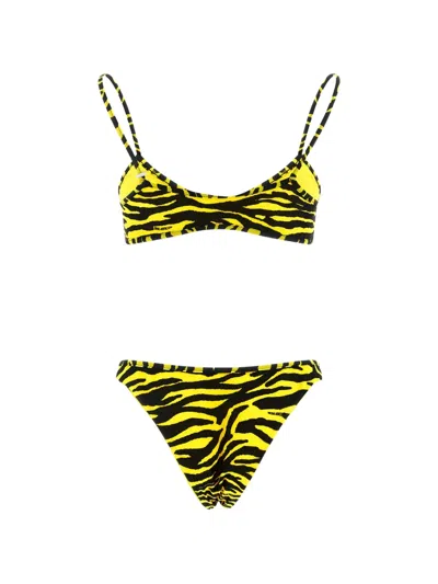 Attico Zebra Bikini Set In Black & Yellow