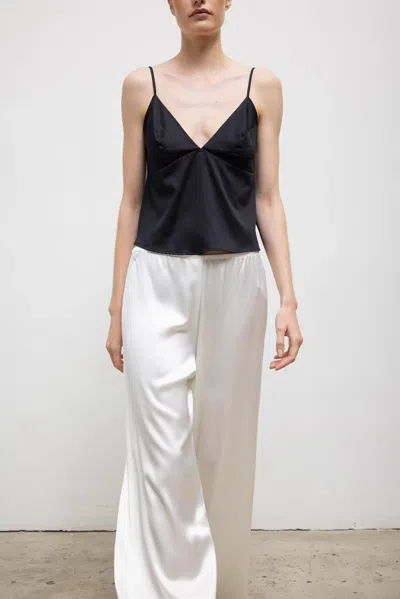 Leset Barb Satin Wide-leg Pants In White