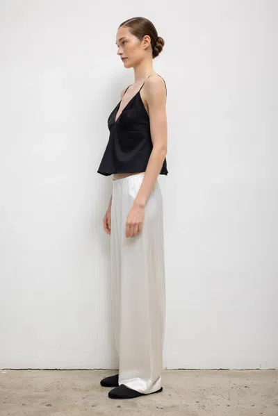 Leset Barb Satin Wide-leg Pants In White