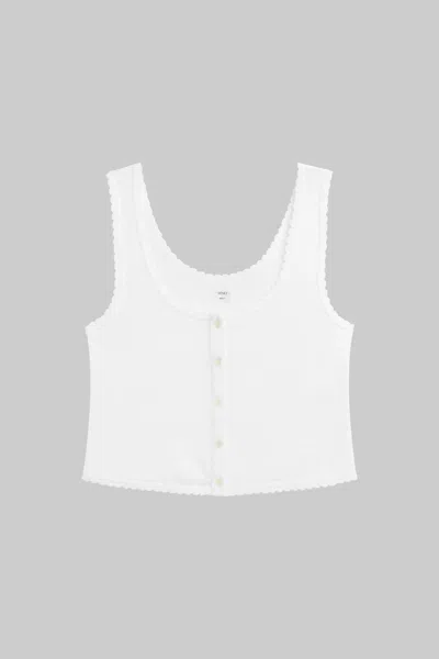 Leset Pointelle Button Down Tank In Multi