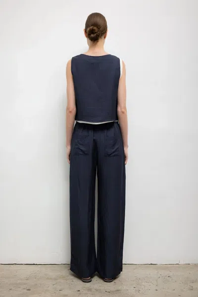 Leset Pre-order: Daniel Drawstring Pocket Pant In Blue