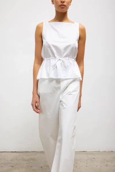 Leset Yoko Drawstring Tank In White