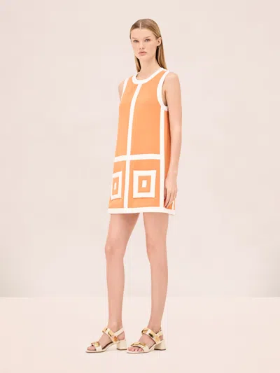 Alexis Estara Geometric-pattern Mini Dress In Orange