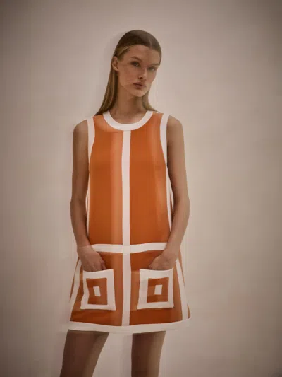 Alexis Estara Geometric-pattern Mini Dress In Orange