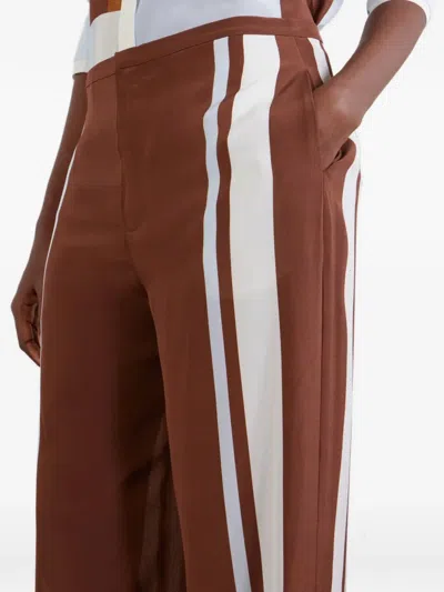 Sir Marais Striped Silk Straight-leg Pants In Brown