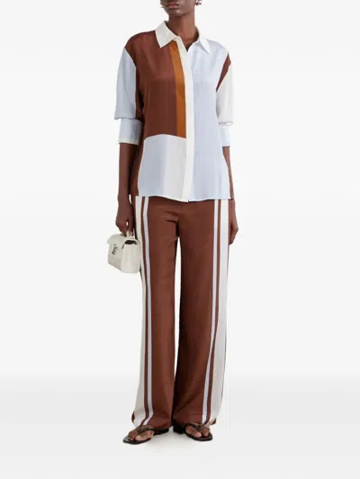 Sir Marais Button-front Silk Shirt In White