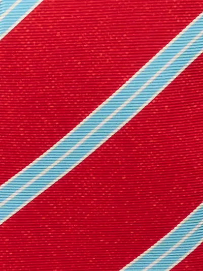 Kiton Diagonal-stripe Silk Tie In Red