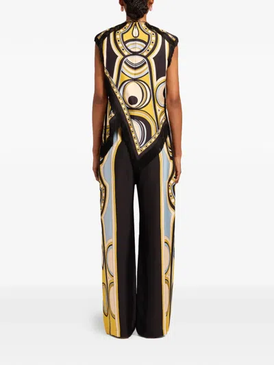 La Doublej Club Printed Silk Twill Wide-leg Pants In Multi