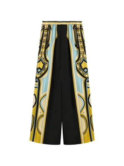 La Doublej Club Printed Silk Twill Wide-leg Pants In Multi