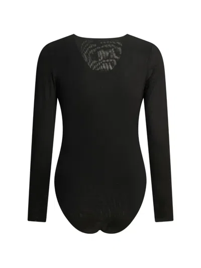 Zimmermann Black Viscose Elastane Long-sleeved Bodysuit In Black