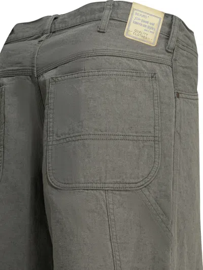 Beams Plus Painter Grey Cotton Linen Work Pants In Gray