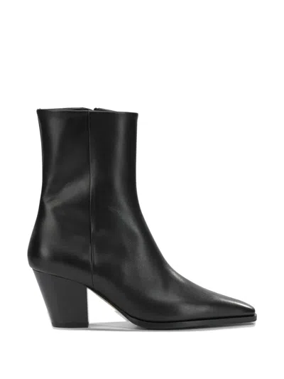 Aeyde Hedvig Pointed-toe Leather Ankle Boots In Black