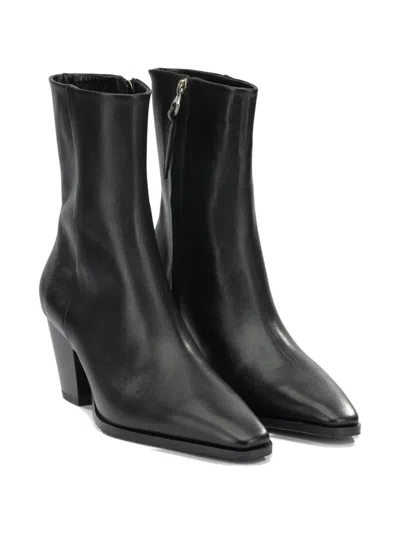 Aeyde Hedvig Pointed-toe Leather Ankle Boots In Black
