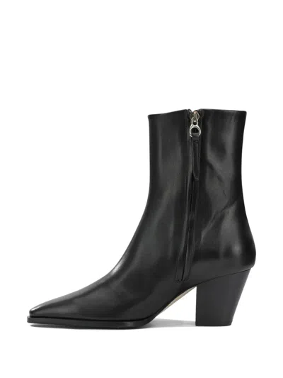 Aeyde Hedvig Pointed-toe Leather Ankle Boots In Black
