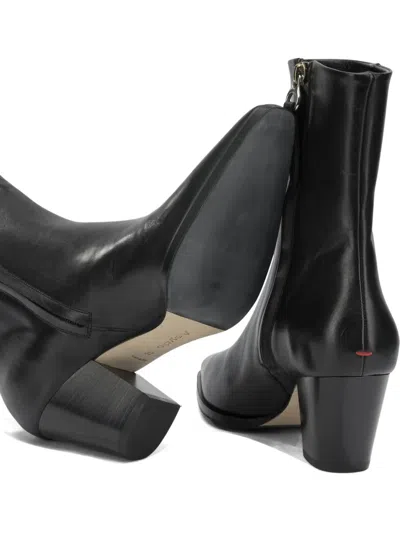 Aeyde Hedvig Pointed-toe Leather Ankle Boots In Black