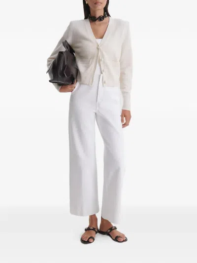 Scanlan Theodore V-neck Button-down Cardigan In Neutral