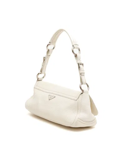 Prada Leather Shoulder Bag In White