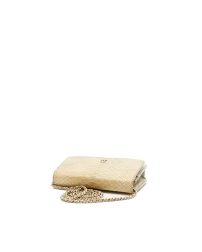 Pre-owned Chanel Python Wallet On Chain Bag In Sand