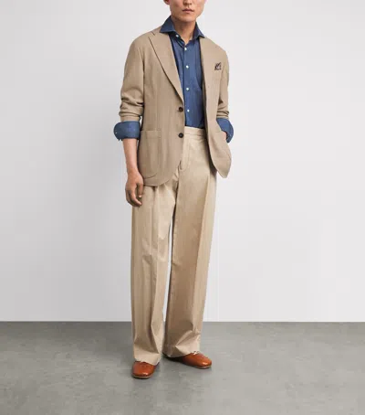 Eton Wool-blend Tech Blazer In Nude