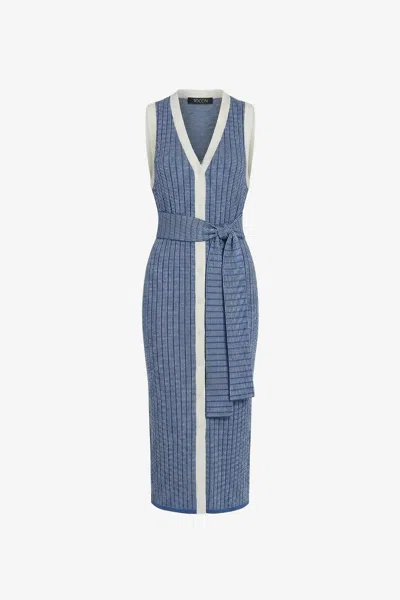 Toccin Bex Tie-front Sleeveless Midi Dress In Blue