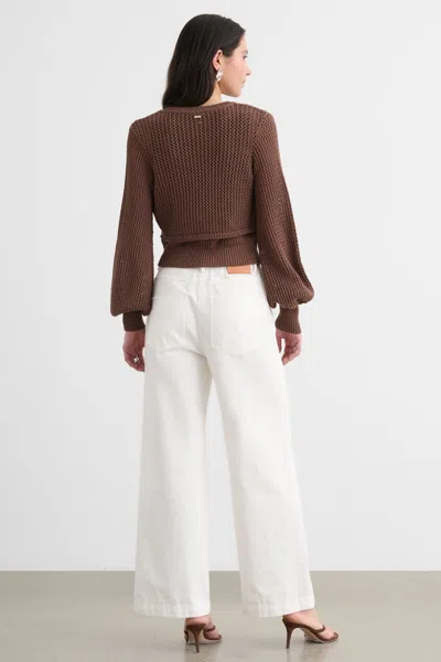 Toccin Tori Open-knit Cropped Cardigan In Brown