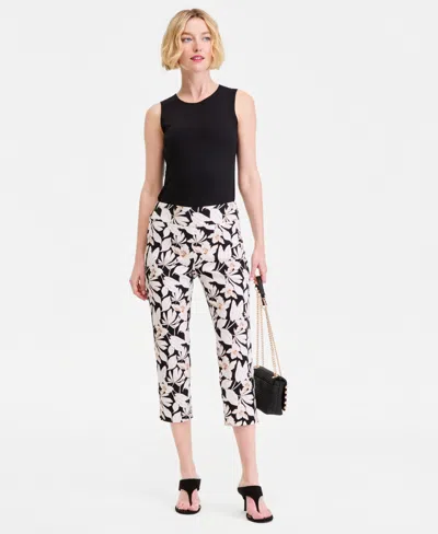 Inc International Concepts Women's Printed Capri Pants, Macy's Exclusive In Black