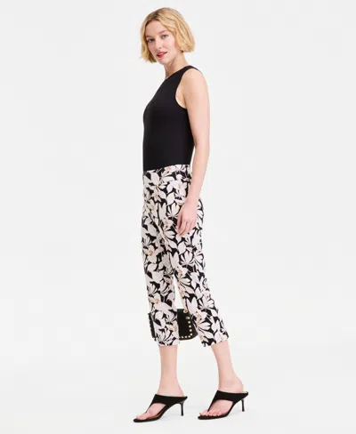 Inc International Concepts Women's Printed Capri Pants, Macy's Exclusive In Black