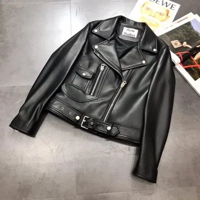 Acne Studios Leather Biker Jacket In Black