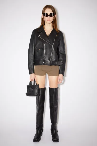 Acne Studios Leather Biker Jacket In Black