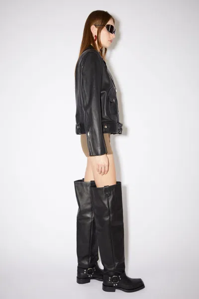Acne Studios Leather Biker Jacket In Black