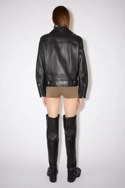 Acne Studios Leather Biker Jacket In Black