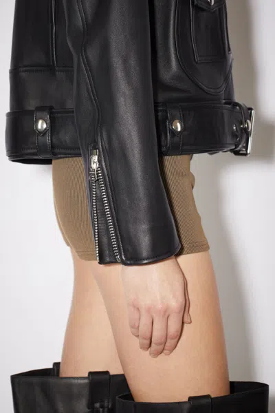 Acne Studios Leather Biker Jacket In Black
