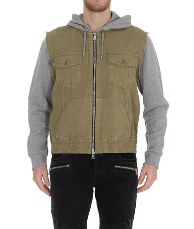 Balmain Contrast Panel Hooded Jacket In Multi